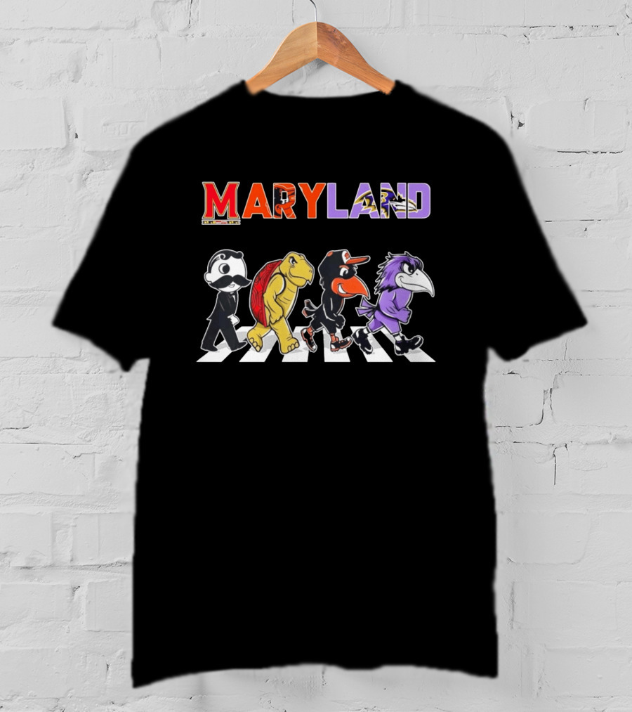 Abbey Road Natty Boh Testudo Oriole Raven Crossing Maryland Ravens Orioles T-Shirt
