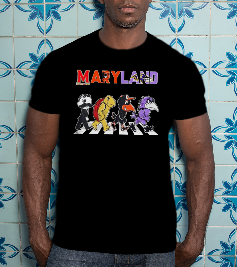 Abbey Road Natty Boh Testudo Oriole Raven Crossing Maryland Ravens Orioles T-Shirt