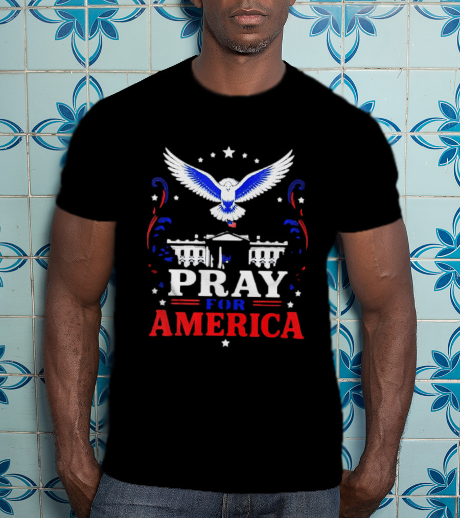 Pray For America White House Dove Patriotic T-Shirt