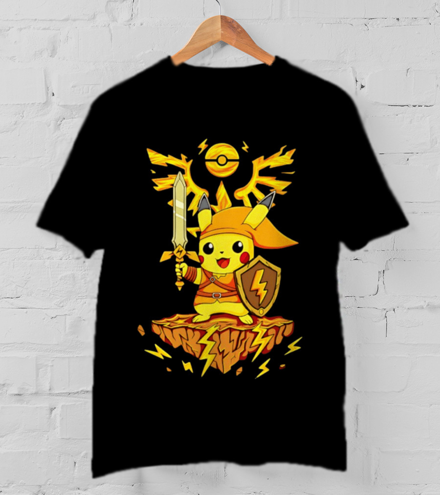 Pikachu Of Link Legend Of Electric Sword And Lightning Shield T-Shirt