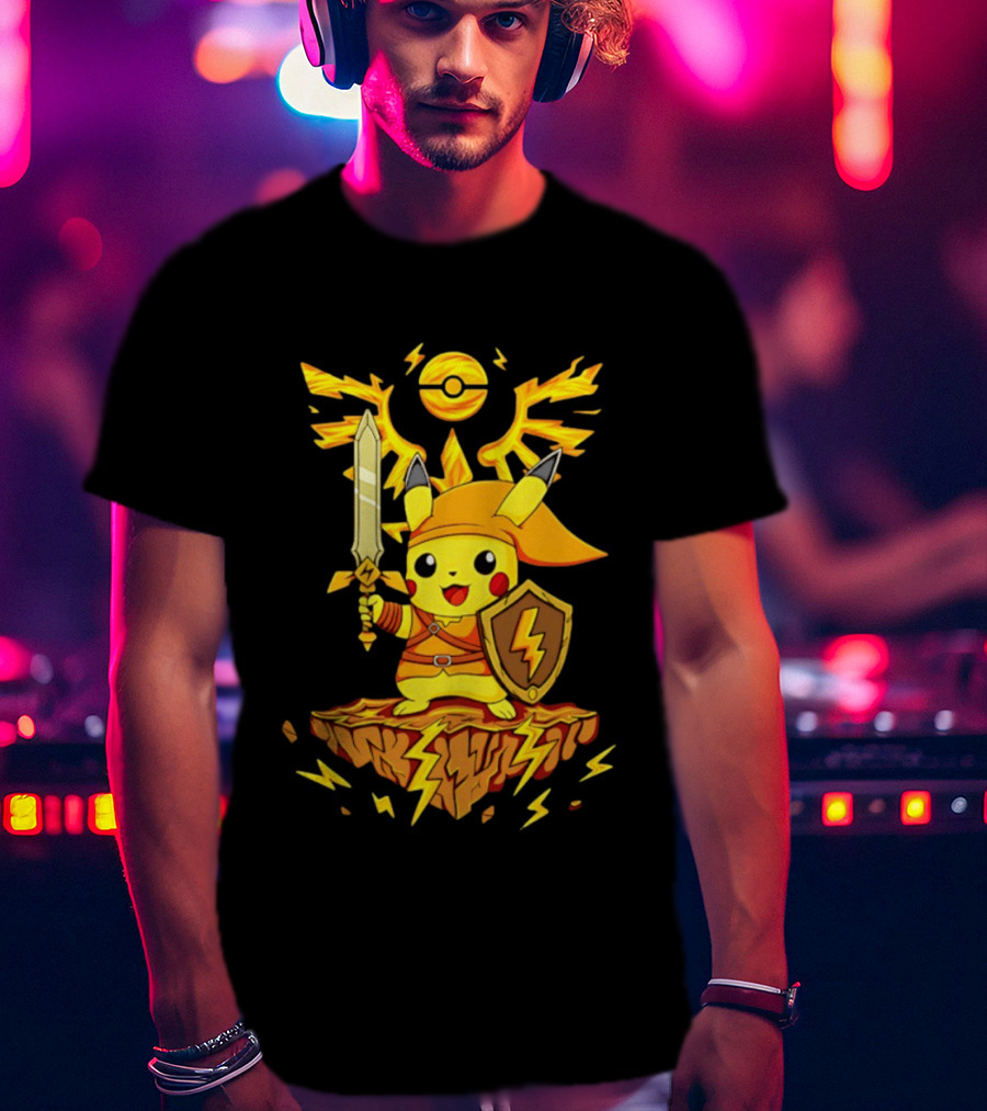 Pikachu Of Link Legend Of Electric Sword And Lightning Shield T-Shirt