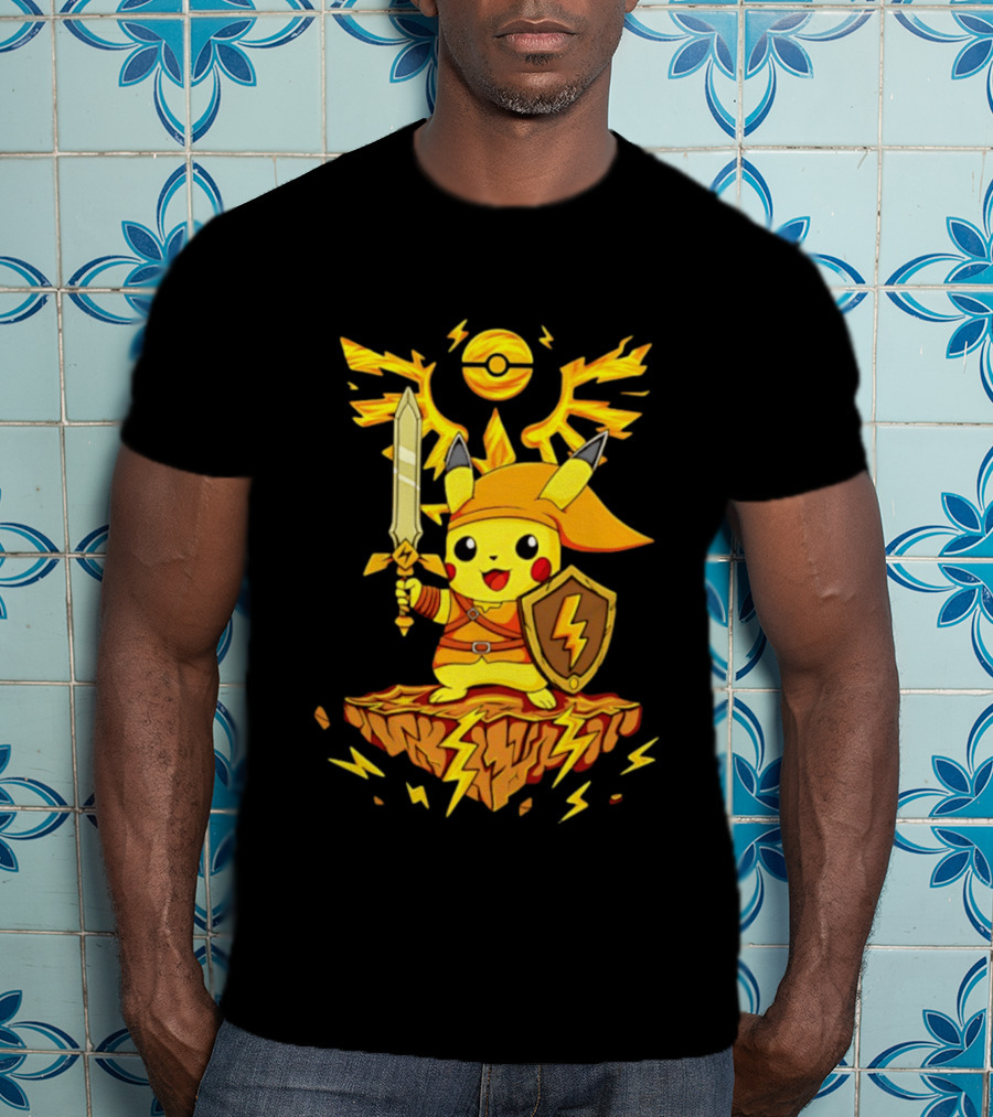 Pikachu Of Link Legend Of Electric Sword And Lightning Shield T-Shirt