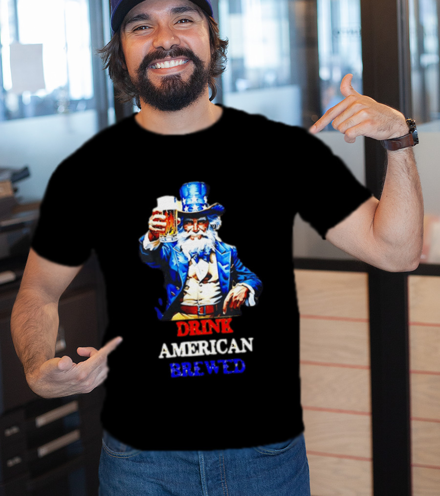 PlanetBeerGear Drink American Brewed Uncle Sam Beer Cheers T-Shirt