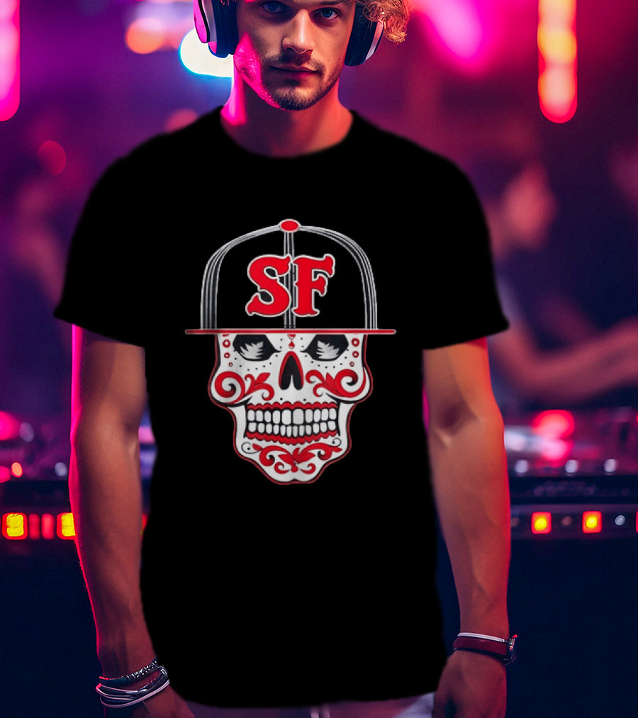 Sf Sugar Skull San Francisco Hat Baseball T-Shirt