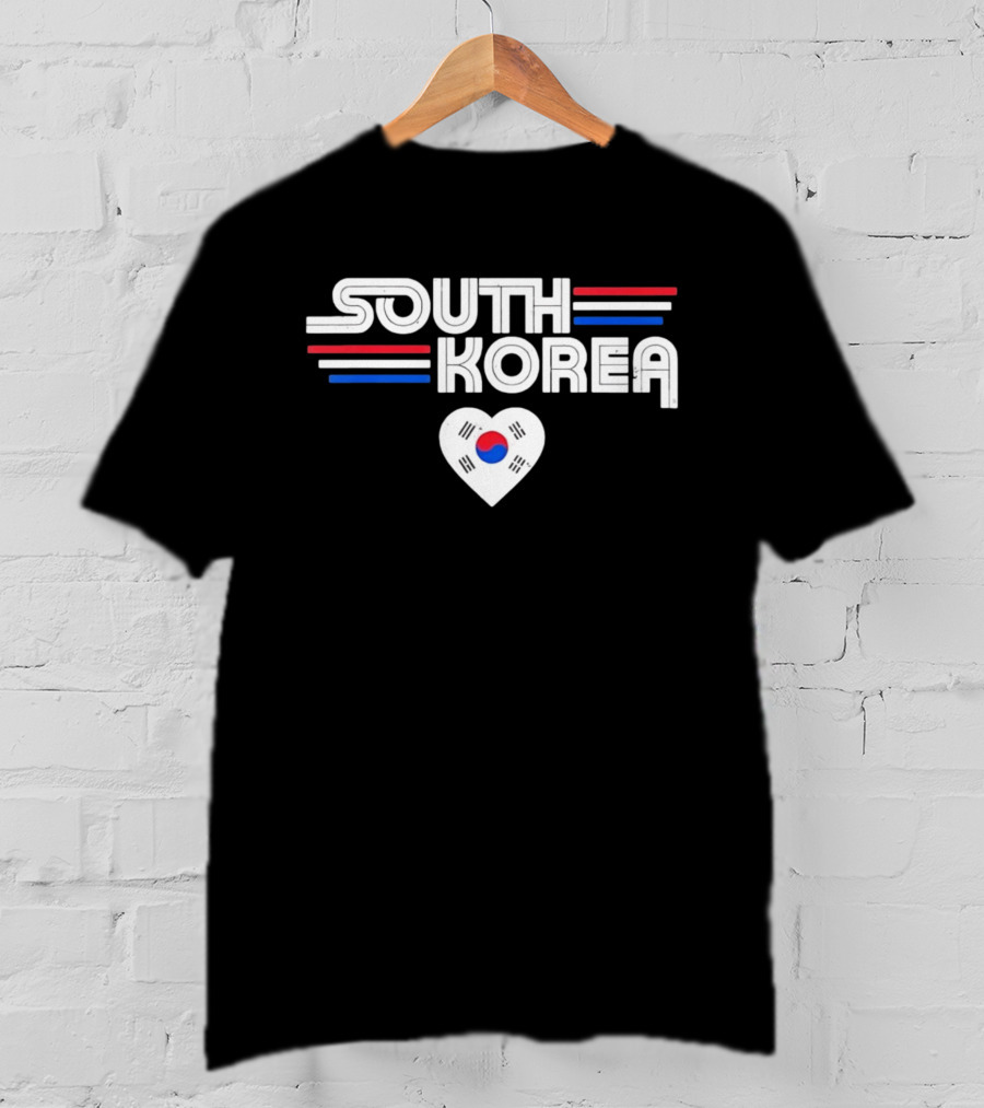 South Korea Heart Flag With Red And Blue Stripes T-Shirt