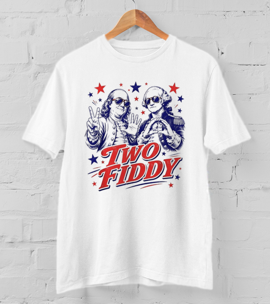 Benjamin Franklin George Washington Two Fiddy America 250 Years Anniversary Celebration T-Shirt