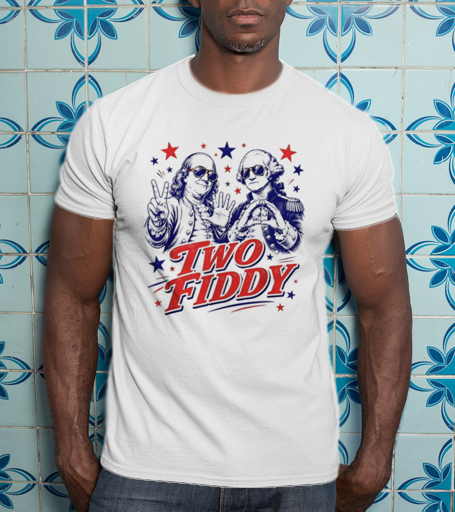 Benjamin Franklin George Washington Two Fiddy America 250 Years Anniversary Celebration T-Shirt
