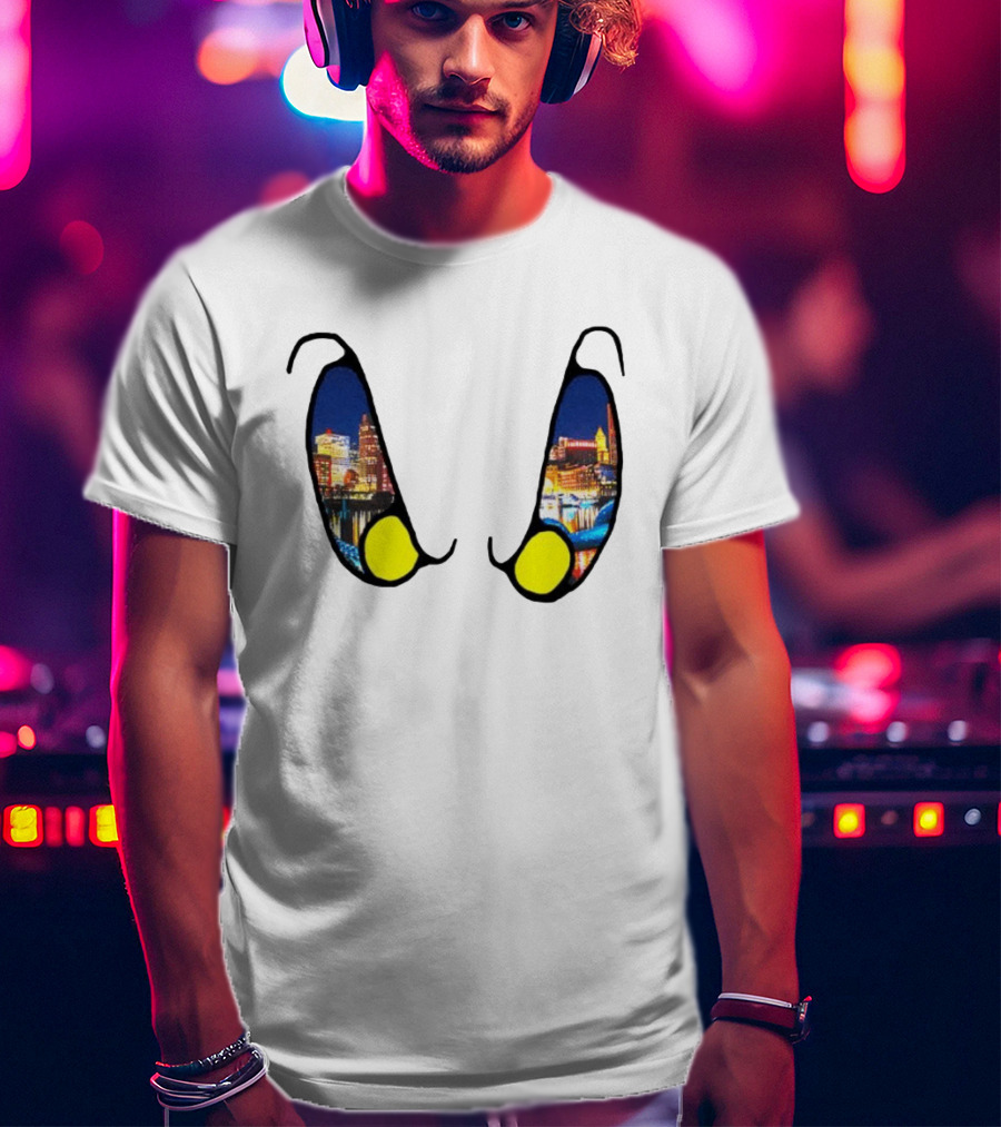 Boston Nightlife Cityscape Reflection In Eyes T-Shirt