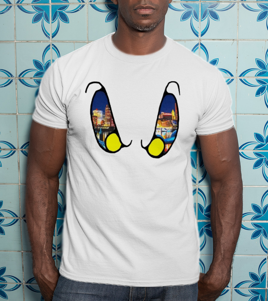 Boston Nightlife Cityscape Reflection In Eyes T-Shirt