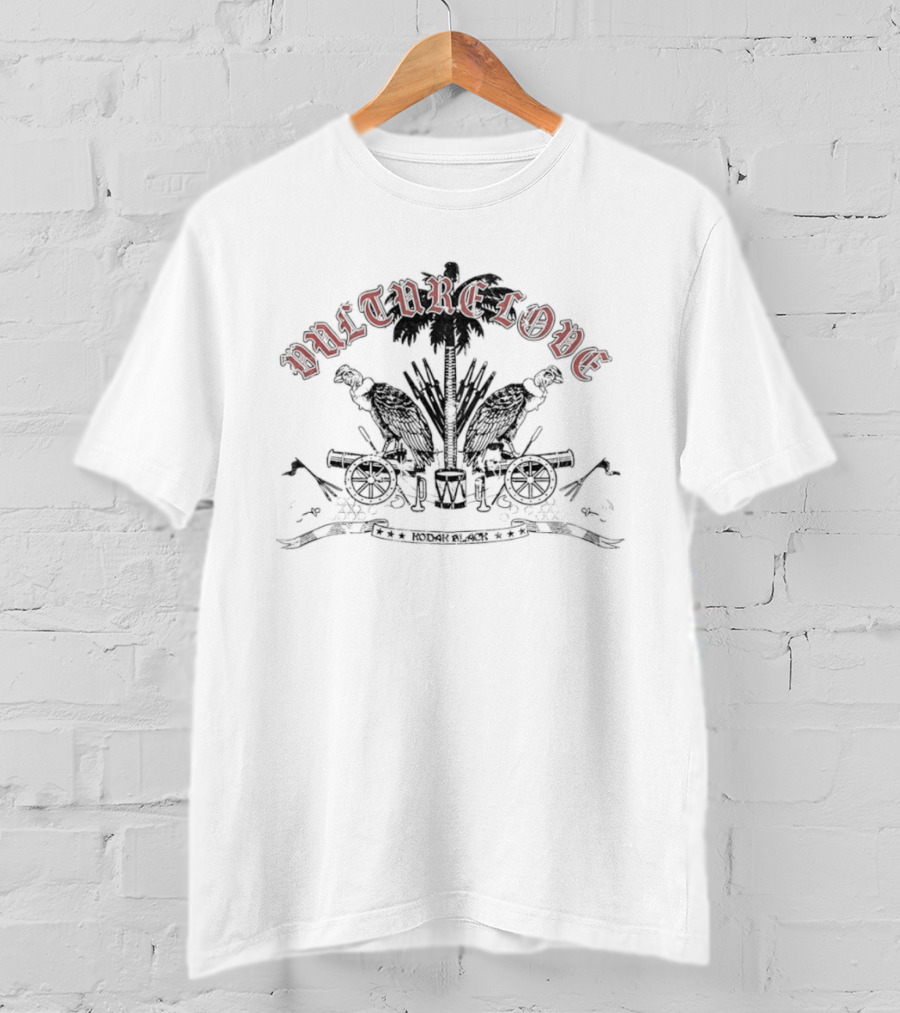 Vulture Love Cannons Palm Trees Black And White T-Shirt