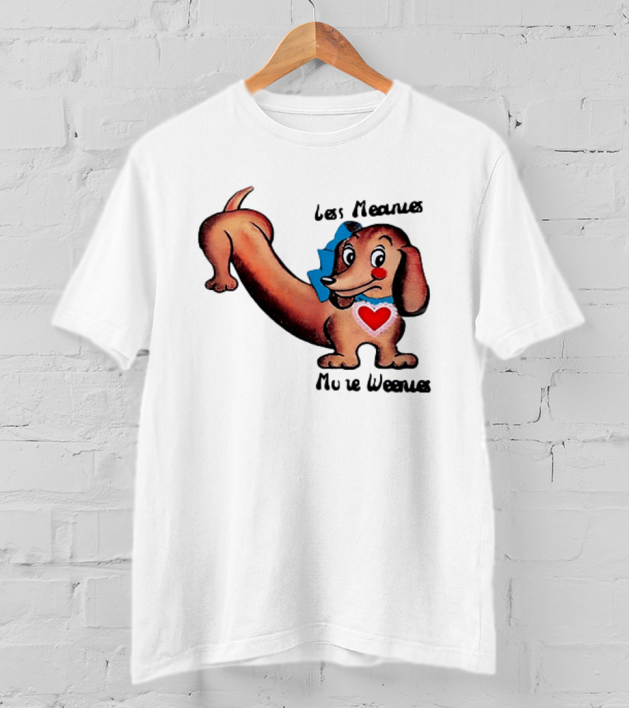 Less Meanies More Weenies Cute Dachshund With Heart And Bow T-Shirt
