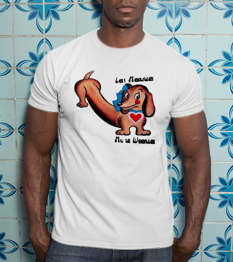 Less Meanies More Weenies Cute Dachshund With Heart And Bow T-Shirt