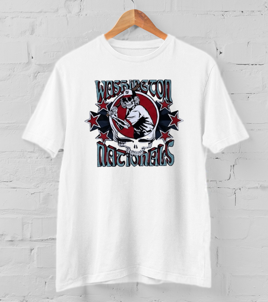 Nostalgic Washington Nationals Baseball Skeleton Batter Star T-Shirt