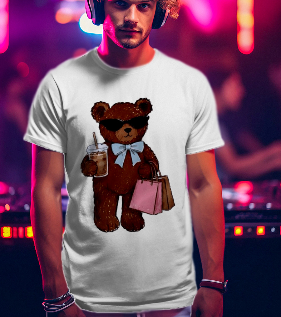 Cool Teddy Bear Shopping With Treats And Accessories T-Shirt