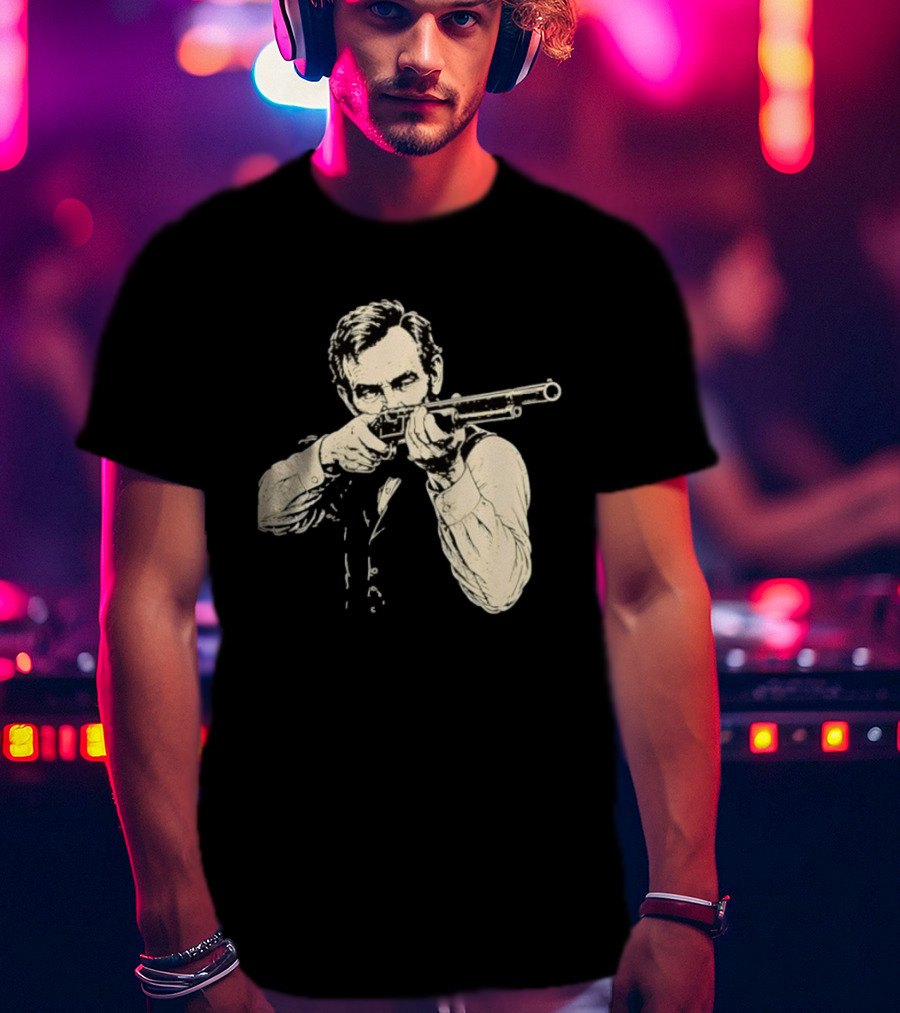 Abraham Lincoln With Lever Action Rifle Famous United States President T-Shirt