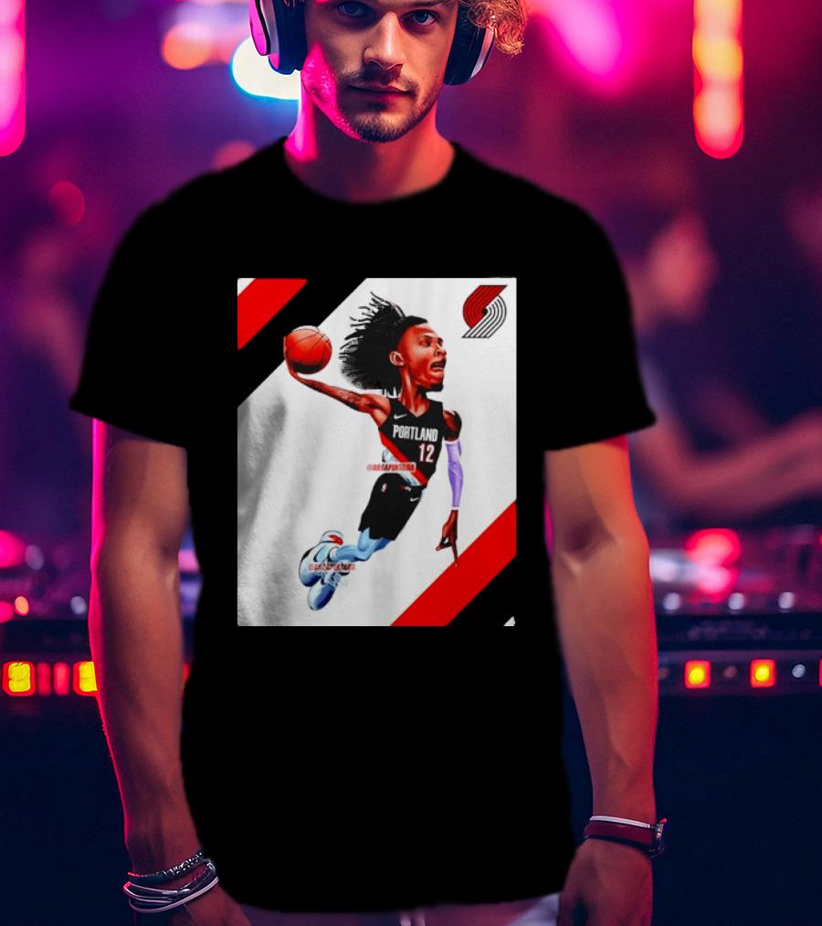 Portland Trail Blazers Ja Morant Crossover Art Dunking Basketball Player Jersey 12 T-Shirt