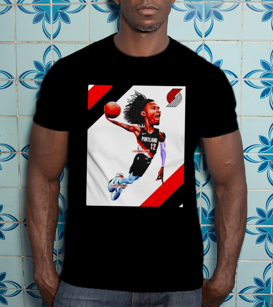 Portland Trail Blazers Ja Morant Crossover Art Dunking Basketball Player Jersey 12 T-Shirt