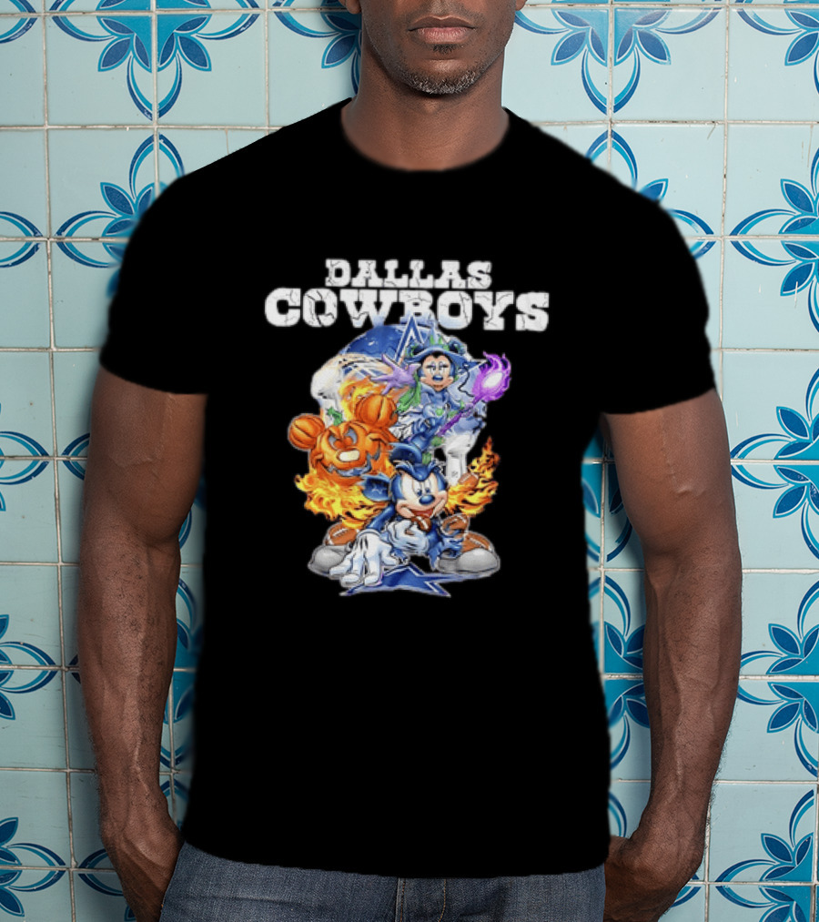 Dallas Cowboys Disney Halloween Mickey Pumpkin Magic Collaboration T-Shirt
