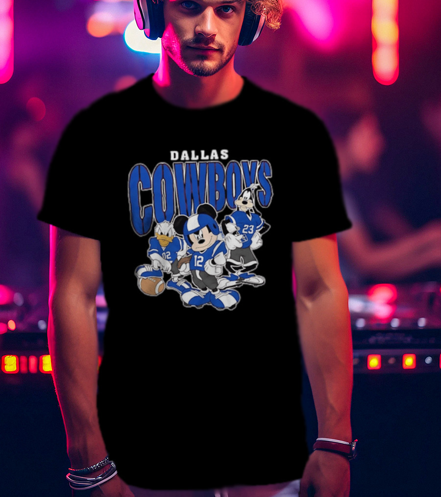 Dallas Cowboys Mickey Mouse Donald Duck Goofy Football Team Collaboration T-Shirt