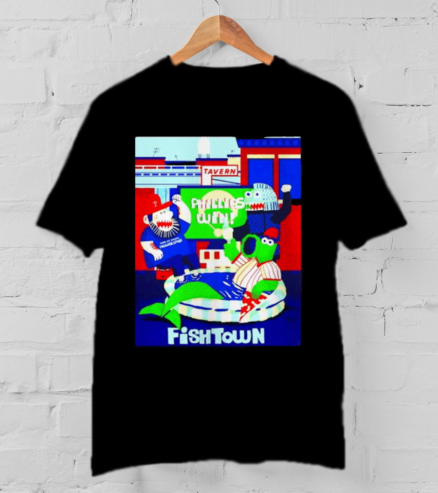 Phillies Win City Of Neighborhoods Fishtown Phillies Phanatic Tavern Scene T-Shirt