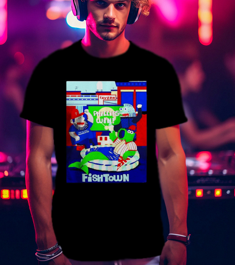 Phillies Win City Of Neighborhoods Fishtown Phillies Phanatic Tavern Scene T-Shirt