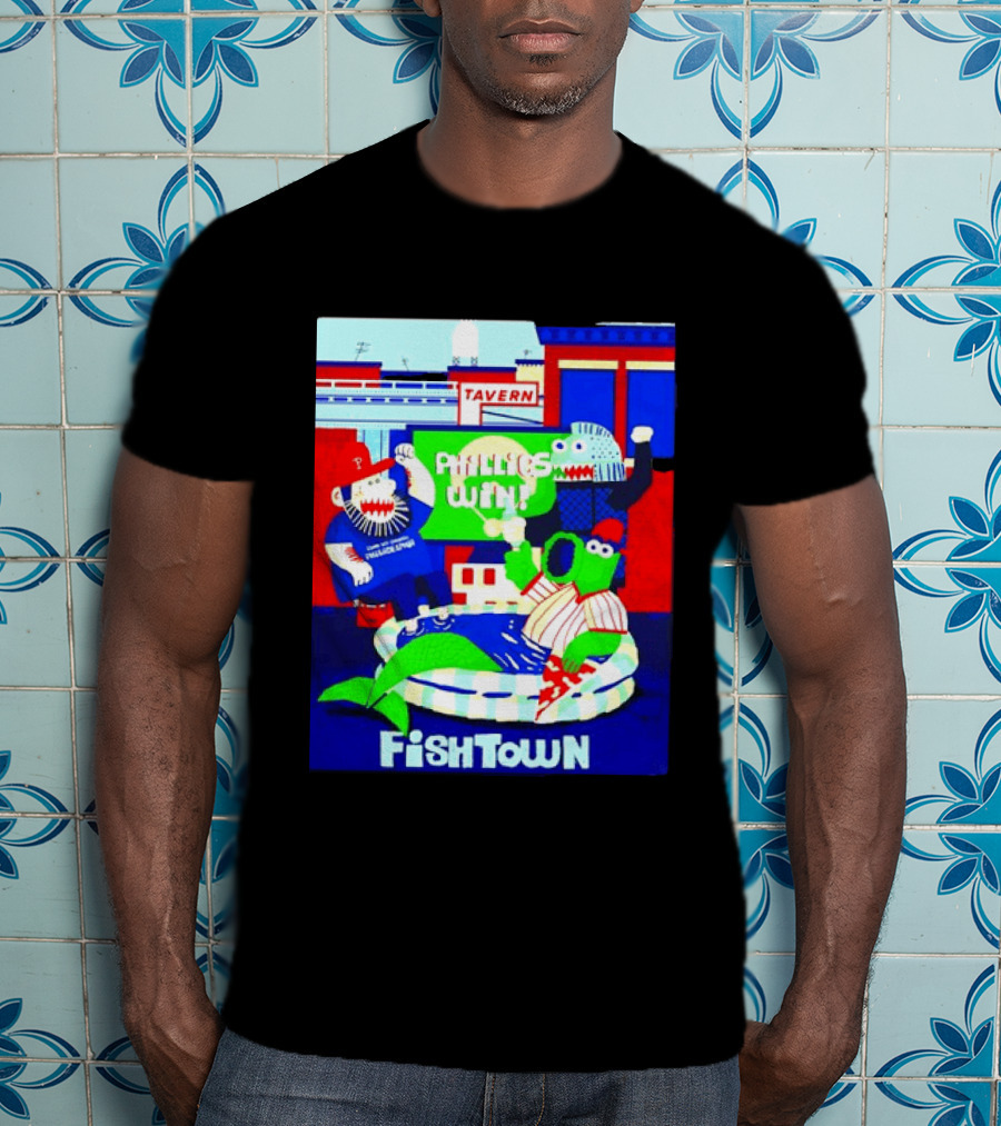 Phillies Win City Of Neighborhoods Fishtown Phillies Phanatic Tavern Scene T-Shirt
