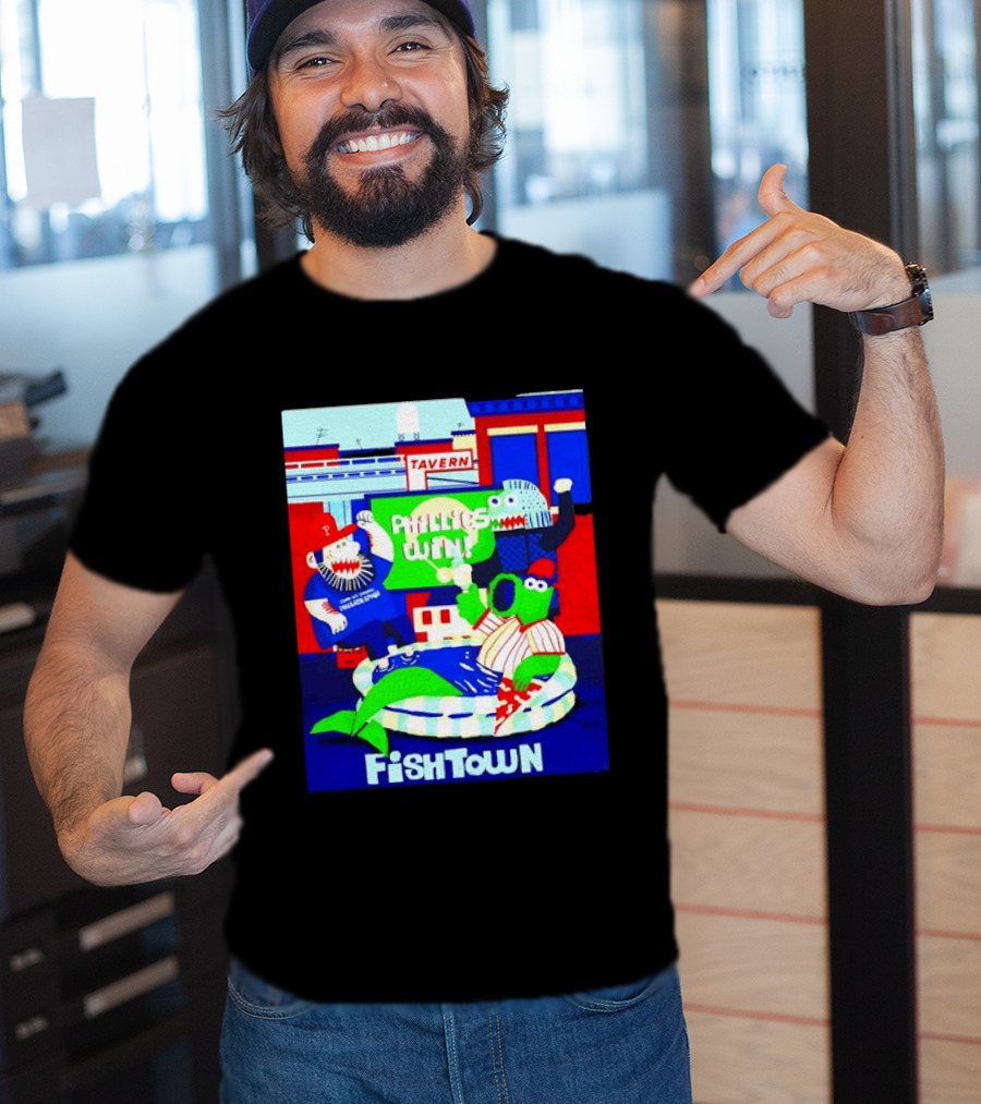 Phillies Win City Of Neighborhoods Fishtown Phillies Phanatic Tavern Scene T-Shirt