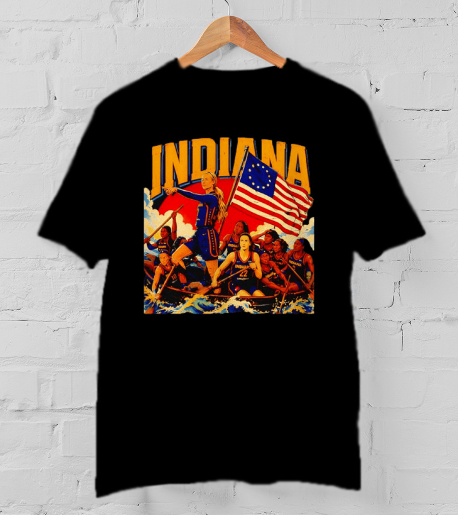 Indiana Basketball Team Sophie Cunningham Crossing The Delaware Flag T-Shirt