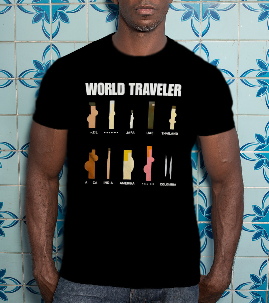 World Traveler Brazil Japan UAE Thailand Africa India America Colombia 2026 T-Shirt