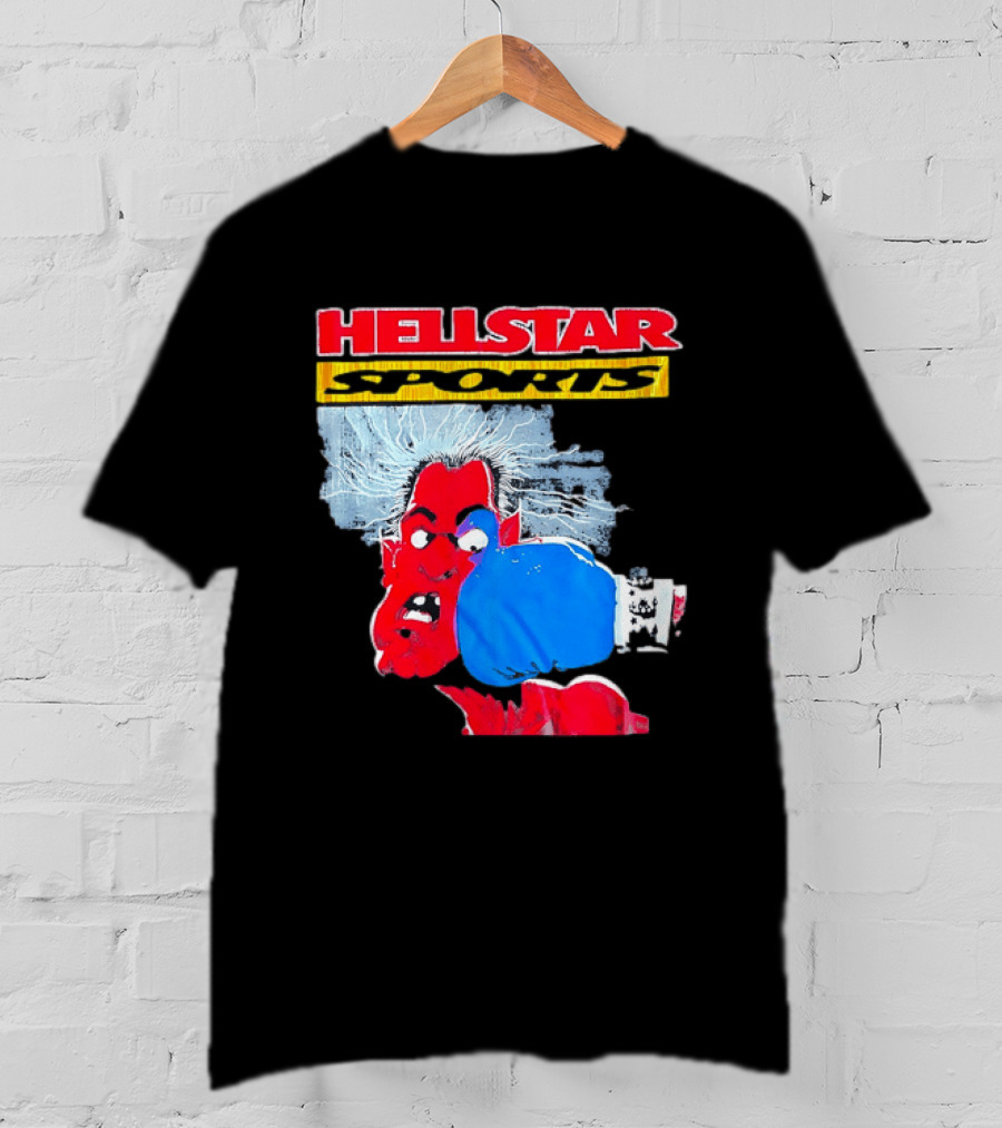 HELLSTAR SPORTS Punching Devil Cartoon Boxing Blue Glove T-Shirt