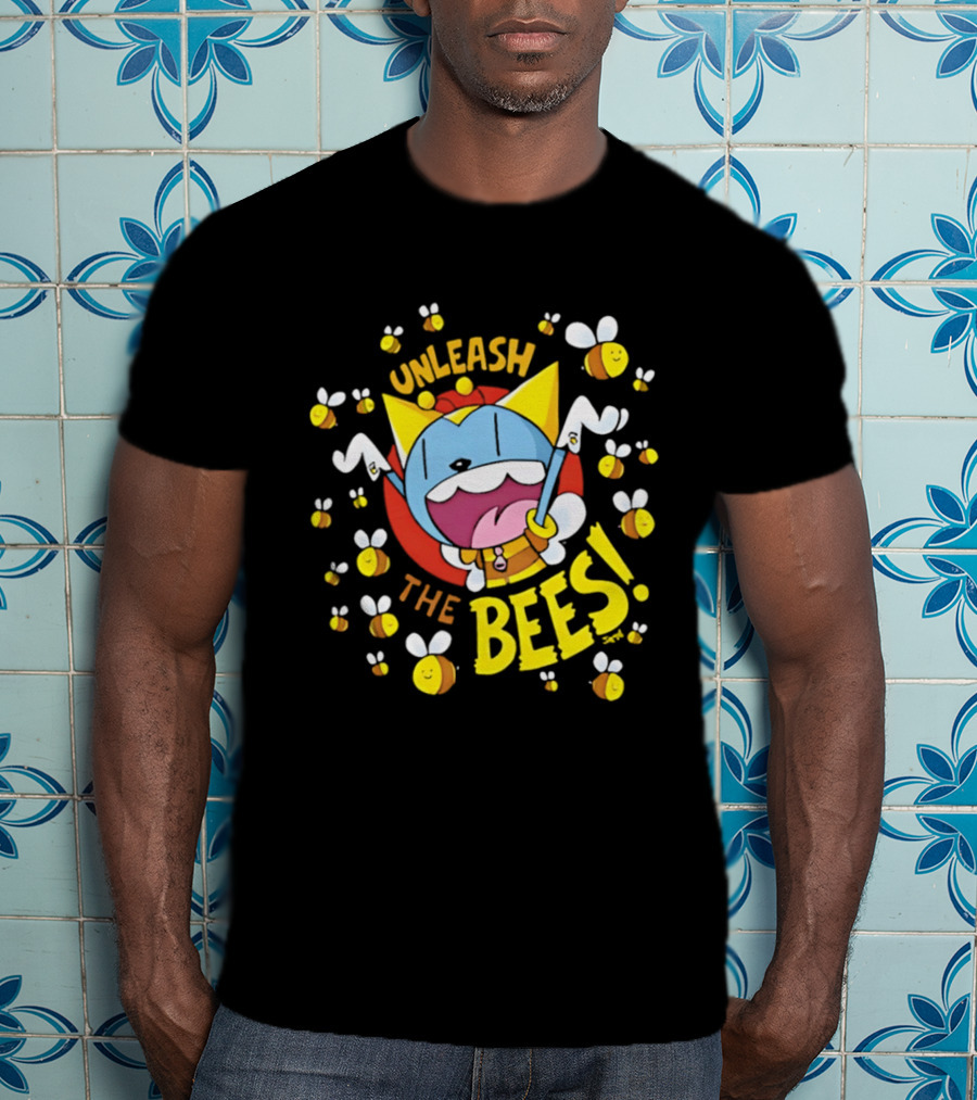 Unleash The Bees Looshkin Cartoon Character Honeycombs T-Shirt