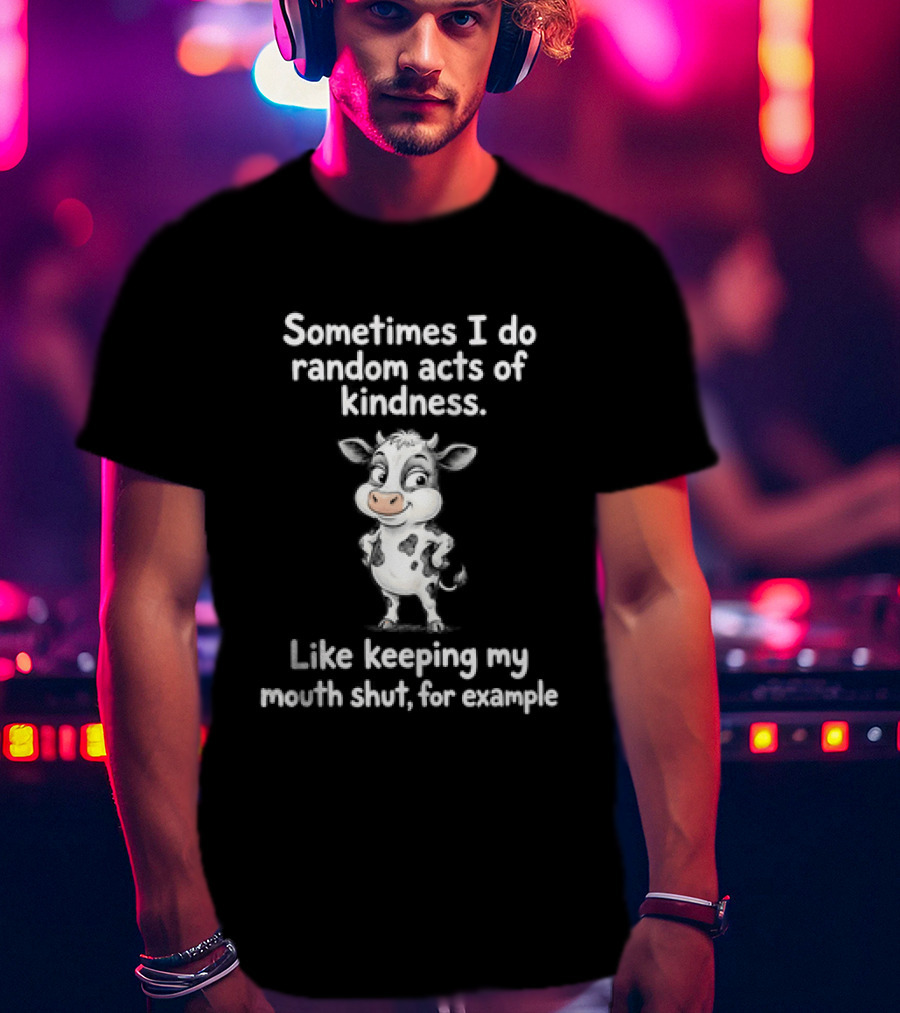 Sometimes I Do Random Acts Of Kindness Like Keeping My Mouth Shut For Example Cute Cow T-Shirt