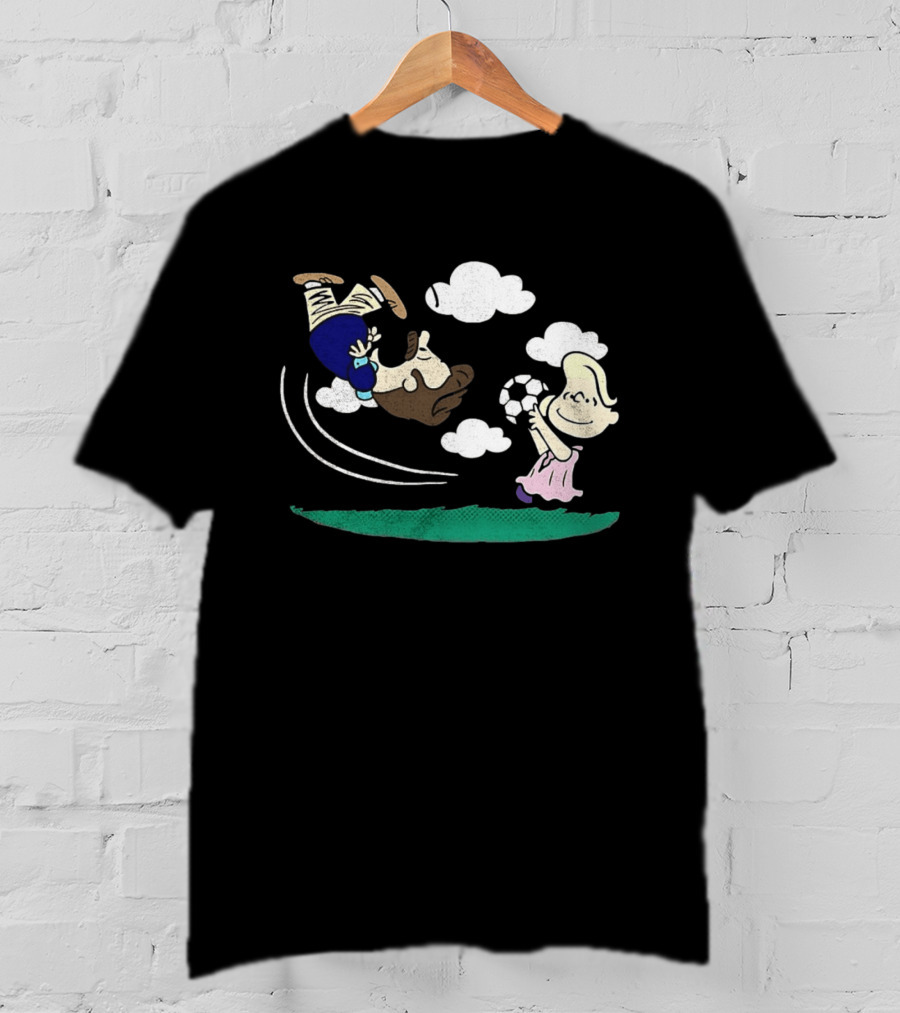 Ted And Rebecca Lucy Van Pelt Lassonuts Peanuts Football Kick T-Shirt