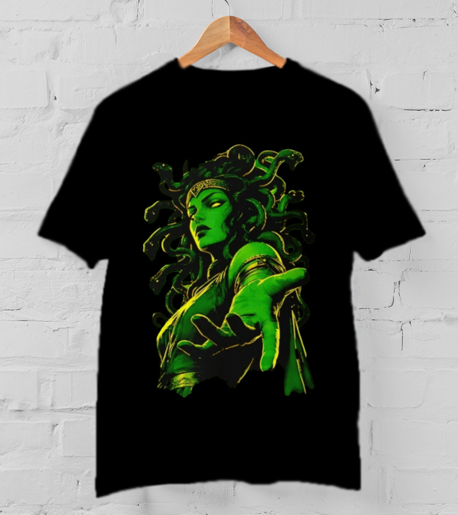 Medusa Mythology You Won't Feel A Thing Green Aura Serpent Hair T-Shirt