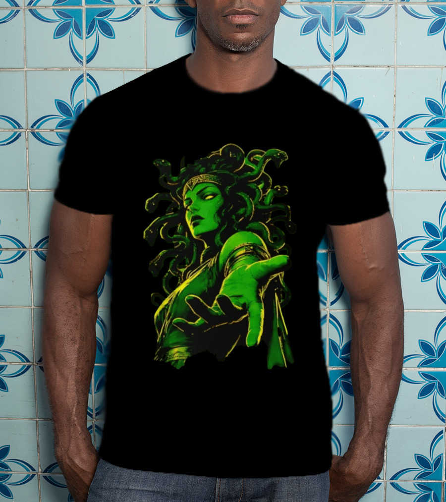 Medusa Mythology You Won't Feel A Thing Green Aura Serpent Hair T-Shirt