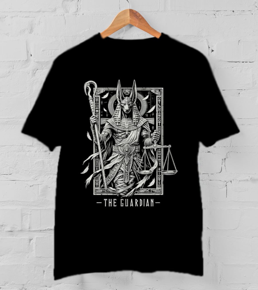 The Guardian Anubis Egyptian Mythology Symbolism With Scales And Ankh T-Shirt