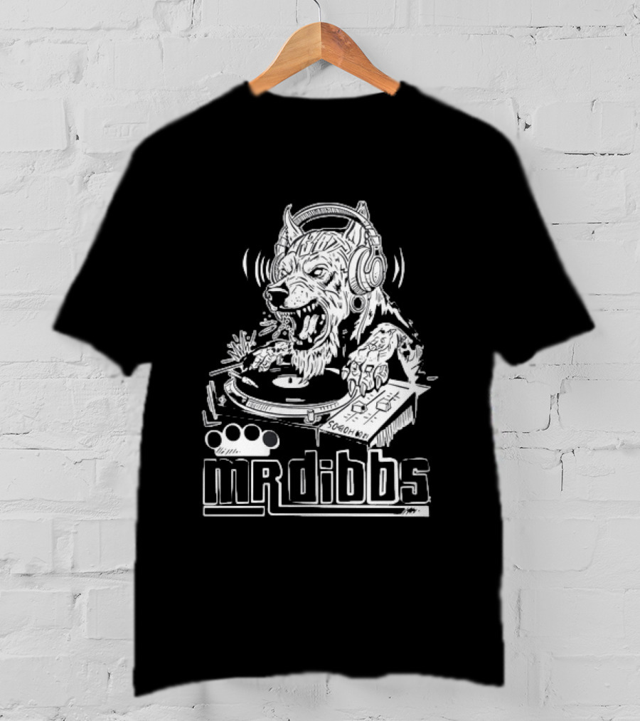 Mr Dibbs Werewolf DJ Sound Wave Technics 1200 Turntable T-Shirt