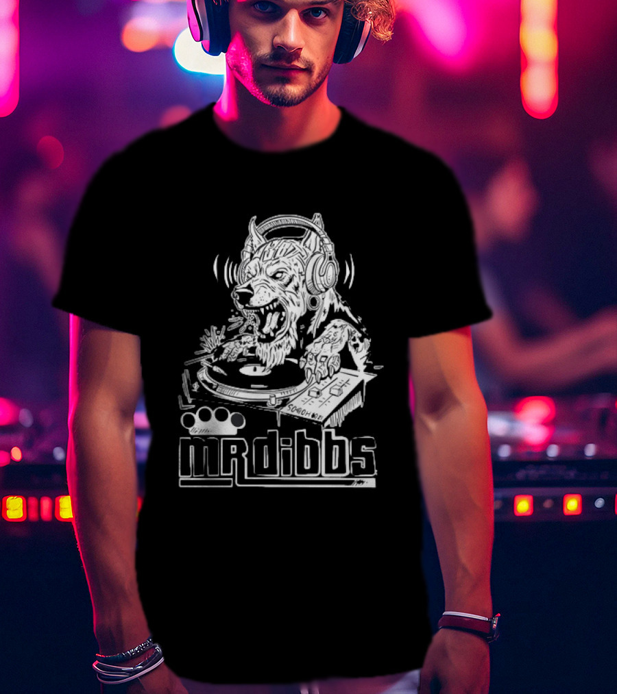 Mr Dibbs Werewolf DJ Sound Wave Technics 1200 Turntable T-Shirt