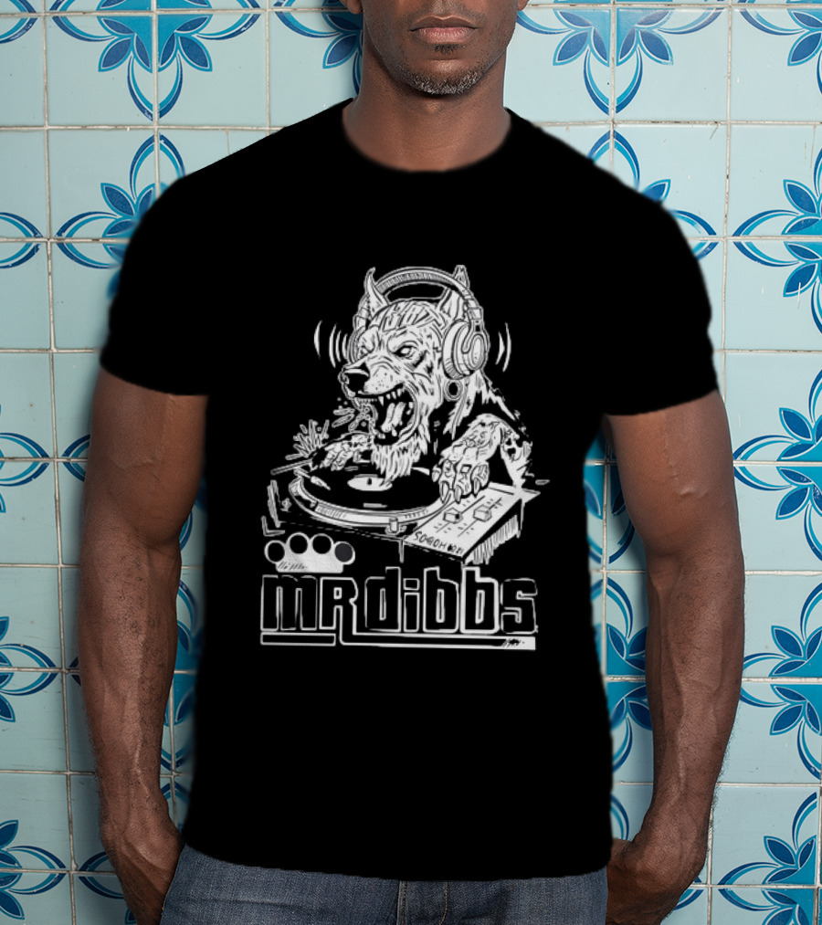 Mr Dibbs Werewolf DJ Sound Wave Technics 1200 Turntable T-Shirt