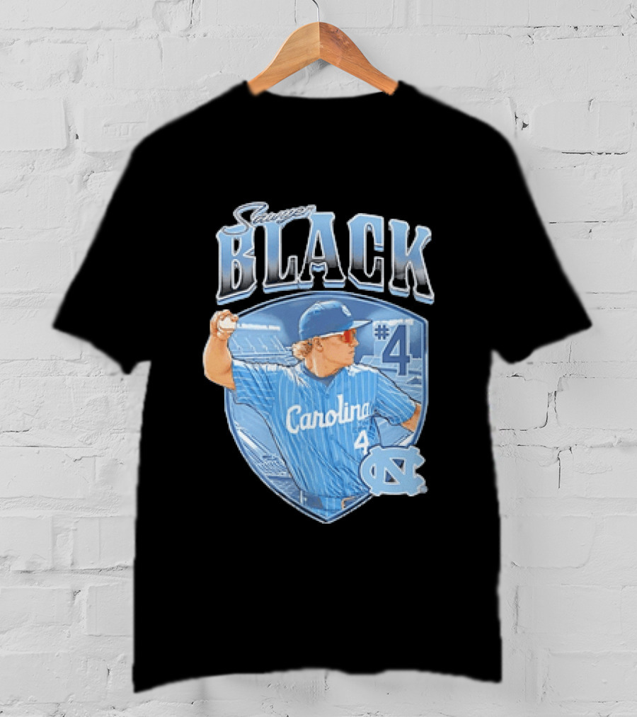Sawyer Black Carolina Tar Heels #4 Baseball Player T-Shirt