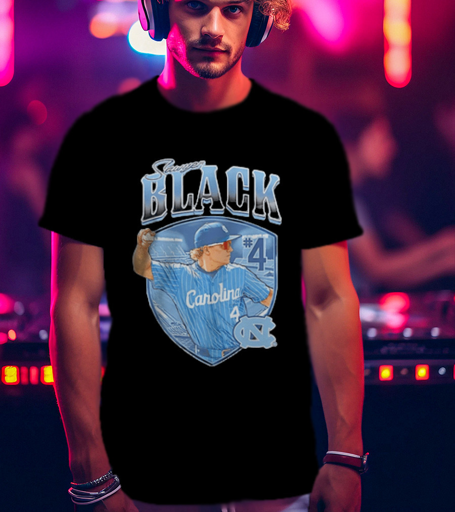Sawyer Black Carolina Tar Heels #4 Baseball Player T-Shirt