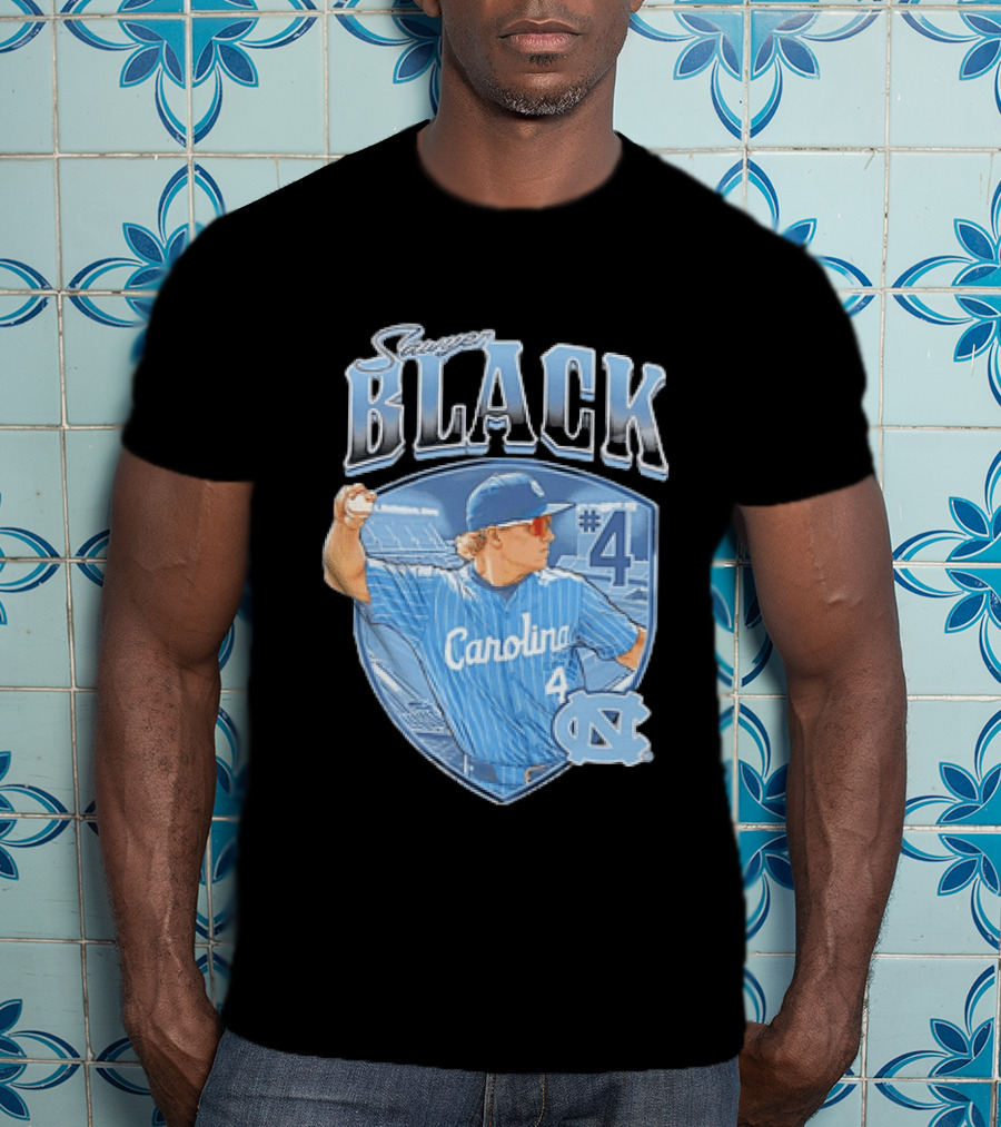 Sawyer Black Carolina Tar Heels #4 Baseball Player T-Shirt