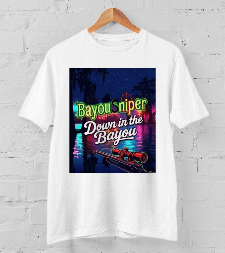 Bayou Sniper Down In The Bayou Retro Night Scene T-Shirt