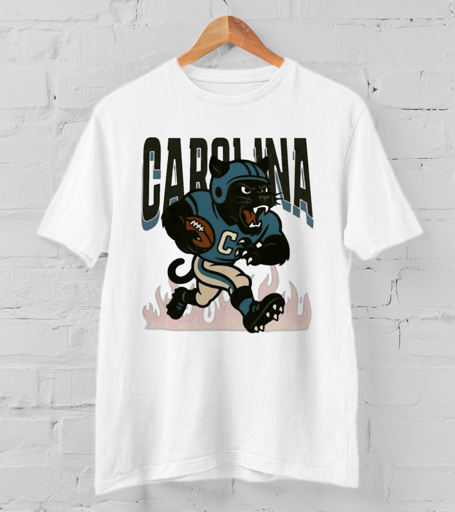Carolina Panther Football Player Running With Ball T-Shirt