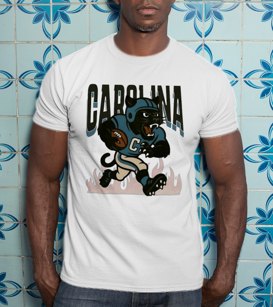 Carolina Panther Football Player Running With Ball T-Shirt