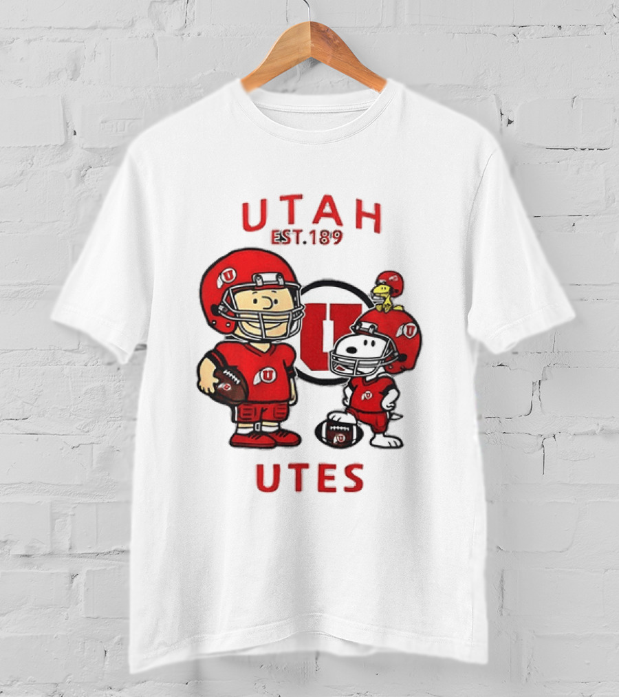 Charlie Brown Snoopy Woodstock Utah Utes EST 1892 Football Team T-Shirt