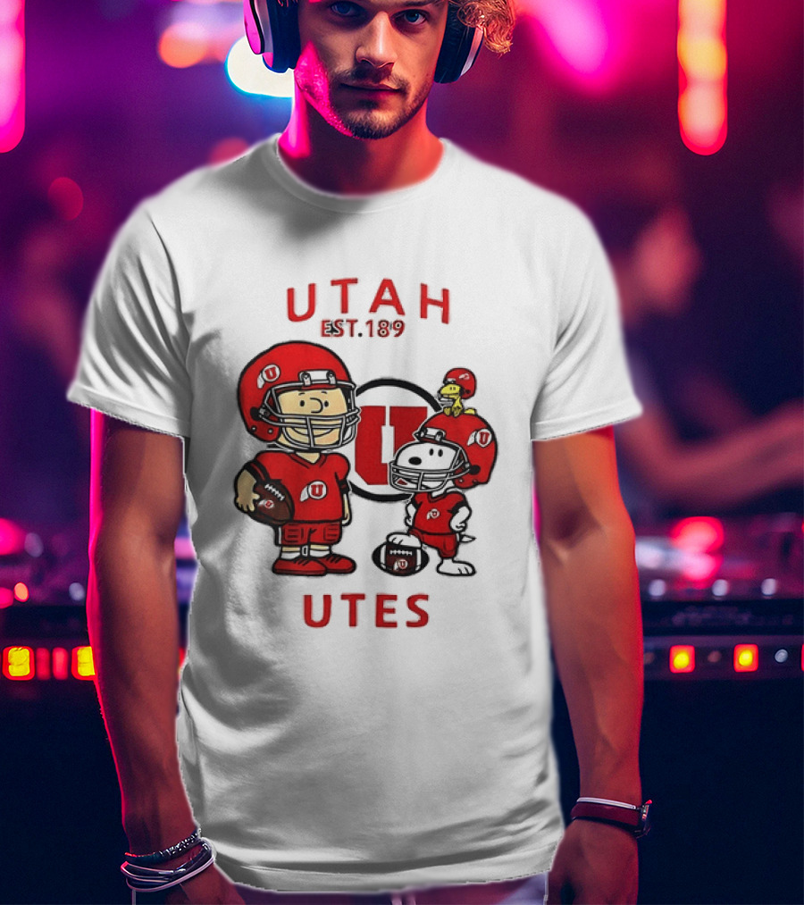 Charlie Brown Snoopy Woodstock Utah Utes EST 1892 Football Team T-Shirt