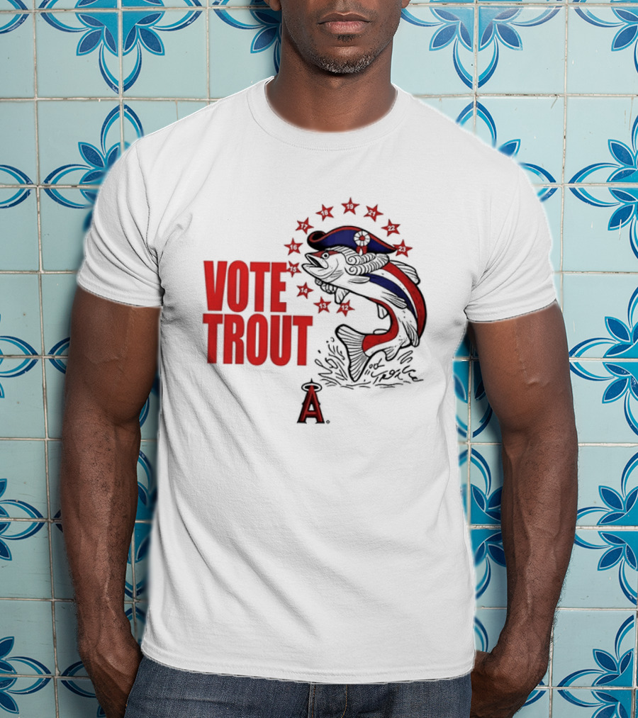 Los Angeles Angels Vote Trout Red Blue Star Fish T-Shirt