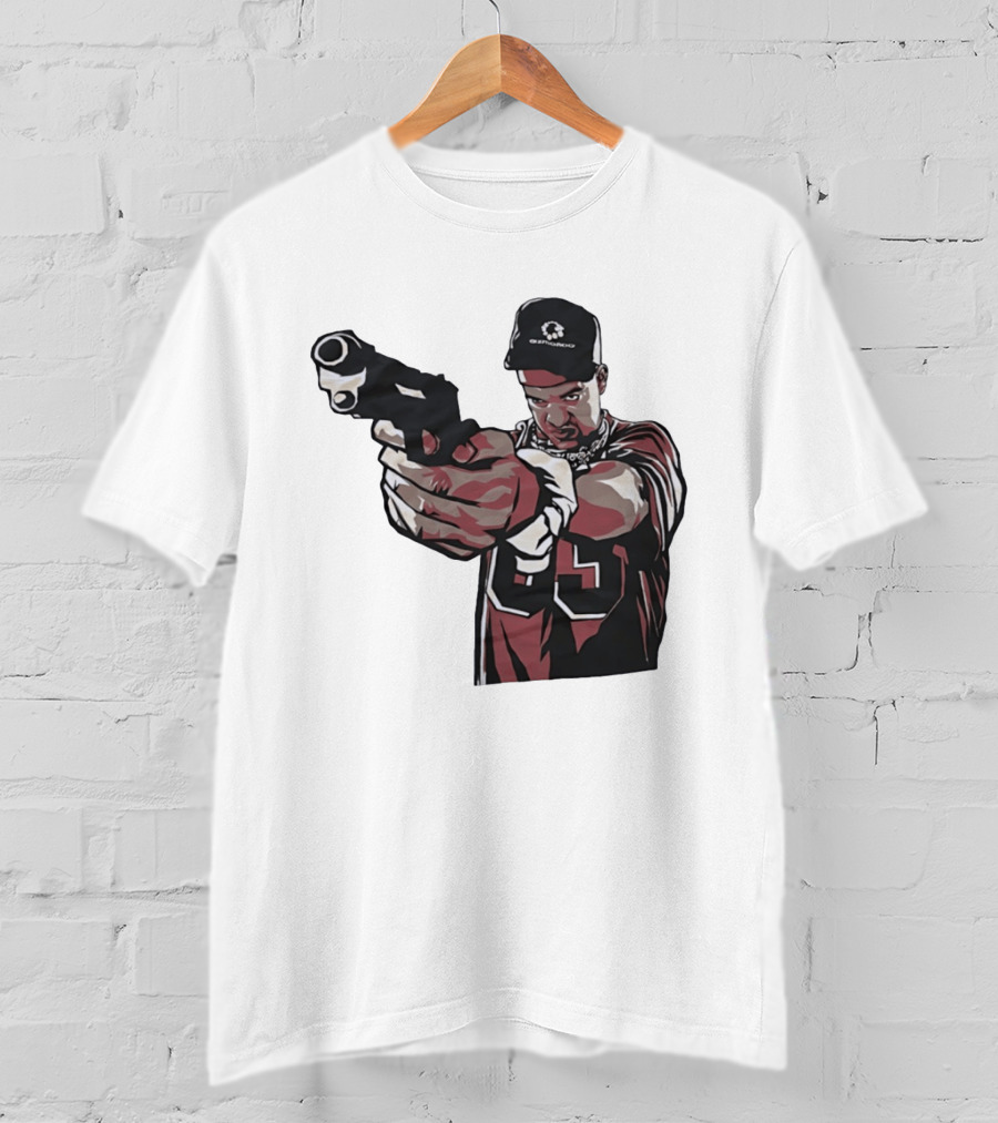 Man Pointing Gun Graphic With Number 89 And Hat Logo Codestructor T-Shirt