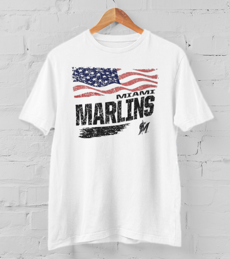 Miami Marlins MLB United States Flag T-Shirt
